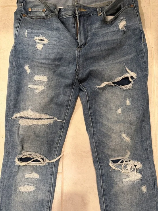 Aeropostale Stacked Ultra Skinny Distressed Jeans - Blue Denim - Picture 2 of 8